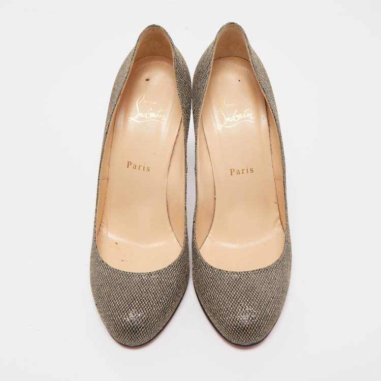 Pre Owned Christian Louboutin Metallic Lurex Fabric Fifi Pumps Size 40