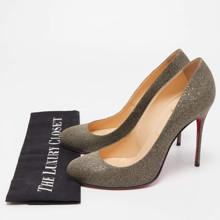 Pre Owned Christian Louboutin Metallic Lurex Fabric Fifi Pumps Size 40