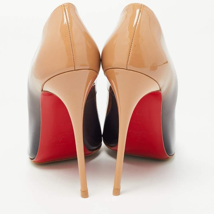 مملوكة مسبقًا Christian Louboutin Beige/Black Patent Leather Ombre So Kate Pumps Size 38