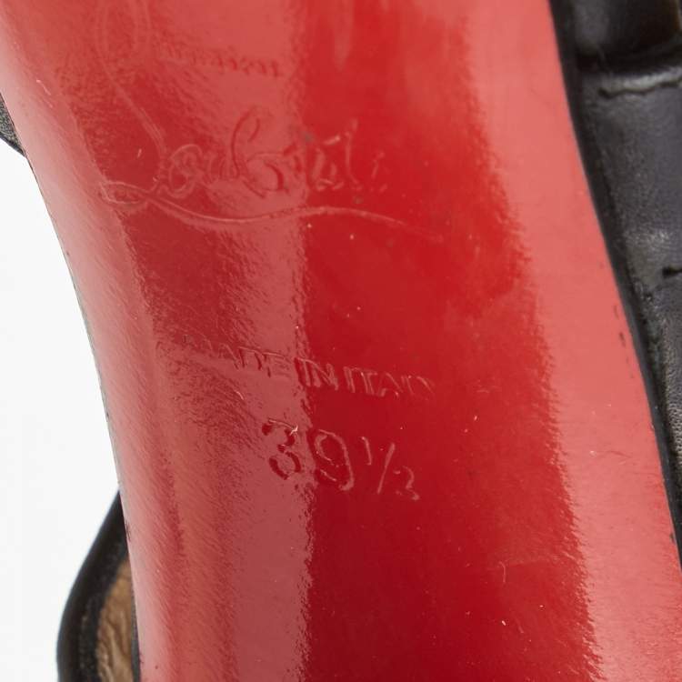 Pre Owned Christian Louboutin Black Perforated Leather Fencing Strappy Sandals Size 39.5