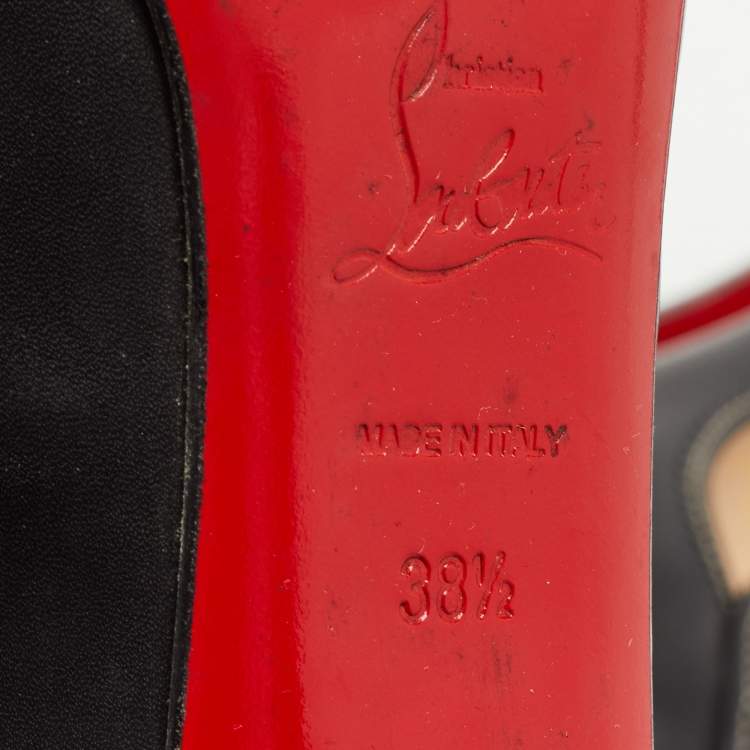 Pre Owned Christian Louboutin Black Leather Campus  Peep Toe Pumps Size 38.5