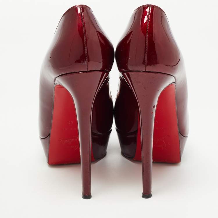 Pre Owned Christian Louboutin Burgundy Patent Bianca Platform Pumps Size 41