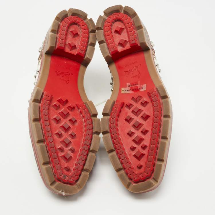 Pre Owned Christian Louboutin Brown/White Croc Embossed and Leather Cappadonna Oxfords Size 36