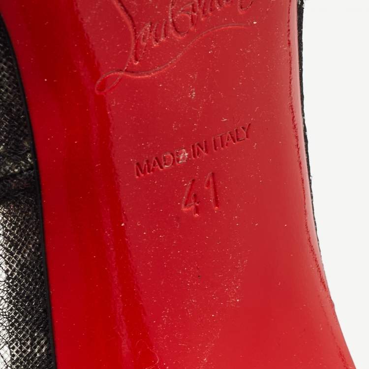 Pre Owned Christian Louboutin Black Leather and Mesh Follies Pumps Size 41