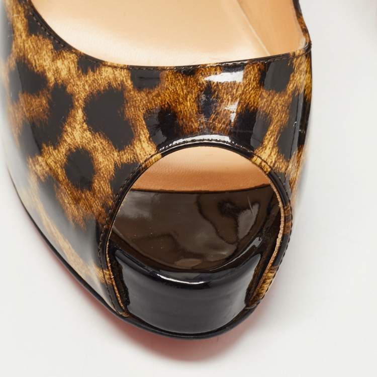 مملوكة مسبقًا Christian Louboutin Brown/Black Leopard Print Patent Leather New Very Prive Pumps Size 38.5
