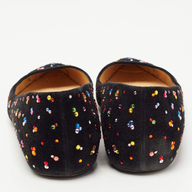 Pre Owned Christian Louboutin Black Suede Pigalle Follies Clair de Lune Ballet Flats Size 40