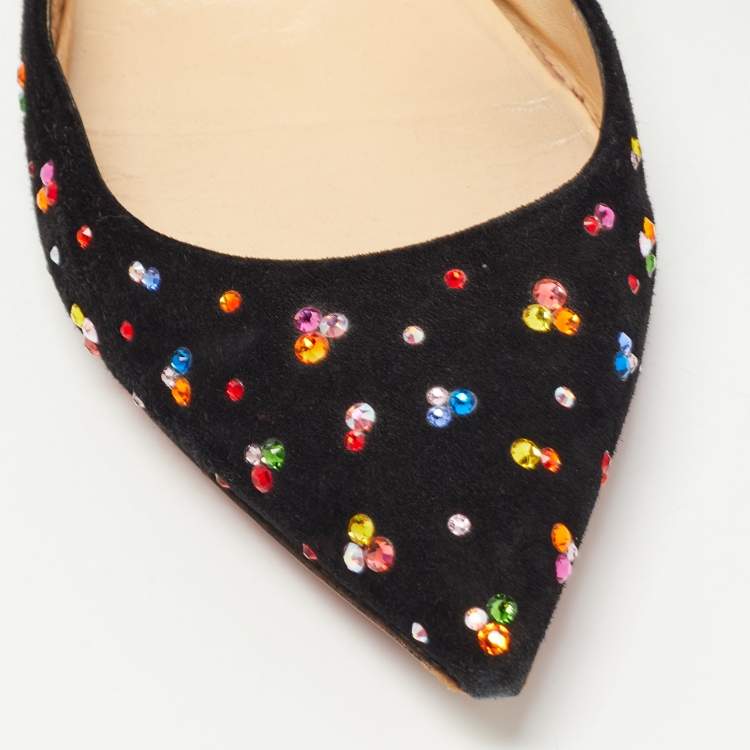 Pre Owned Christian Louboutin Black Suede Pigalle Follies Clair de Lune Ballet Flats Size 40