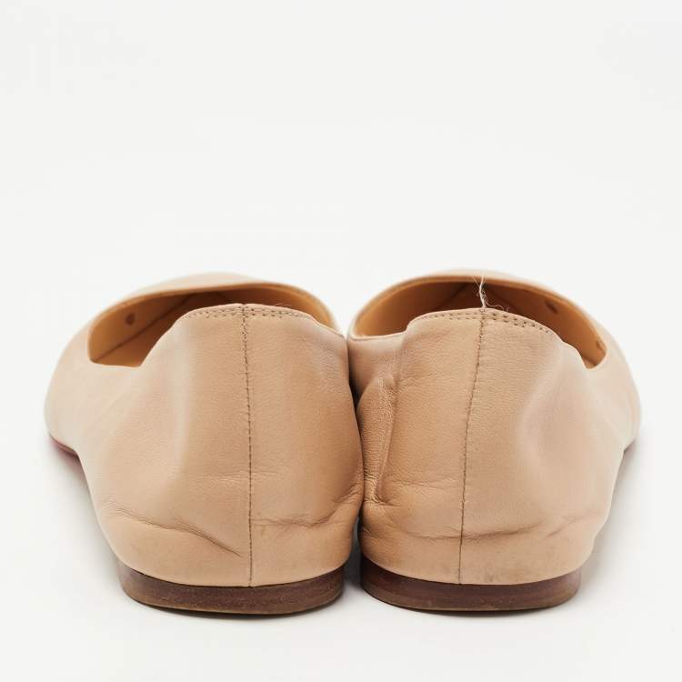 Pre Owned Christian Louboutin Beige Leather Pigalle Ballet Flats Size 40