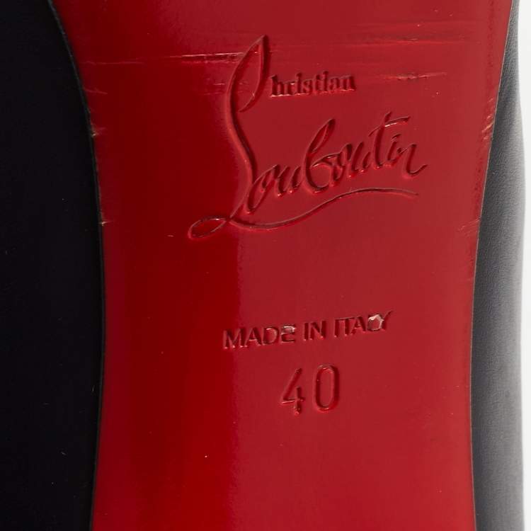 Pre Owned Christian Louboutin Black Leather Majung Mid Calf Boots Size 40