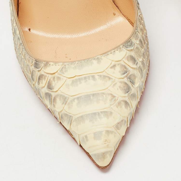 Pre Owned Christian Louboutin Light Yellow/Grey Python Pigalle Follies Pumps Size 36