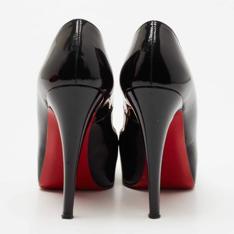 Pre Owned Christian Louboutin Black Patent Leather Very Prive Pumps Size 37.5