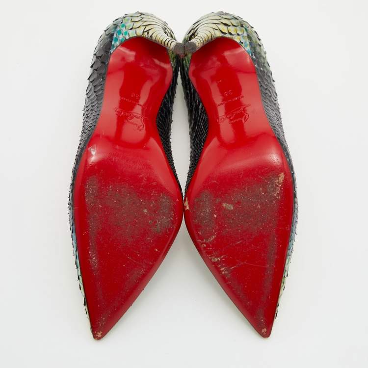 Pre Owned Christian Louboutin Multicolor Python So Kate Pumps Size 36