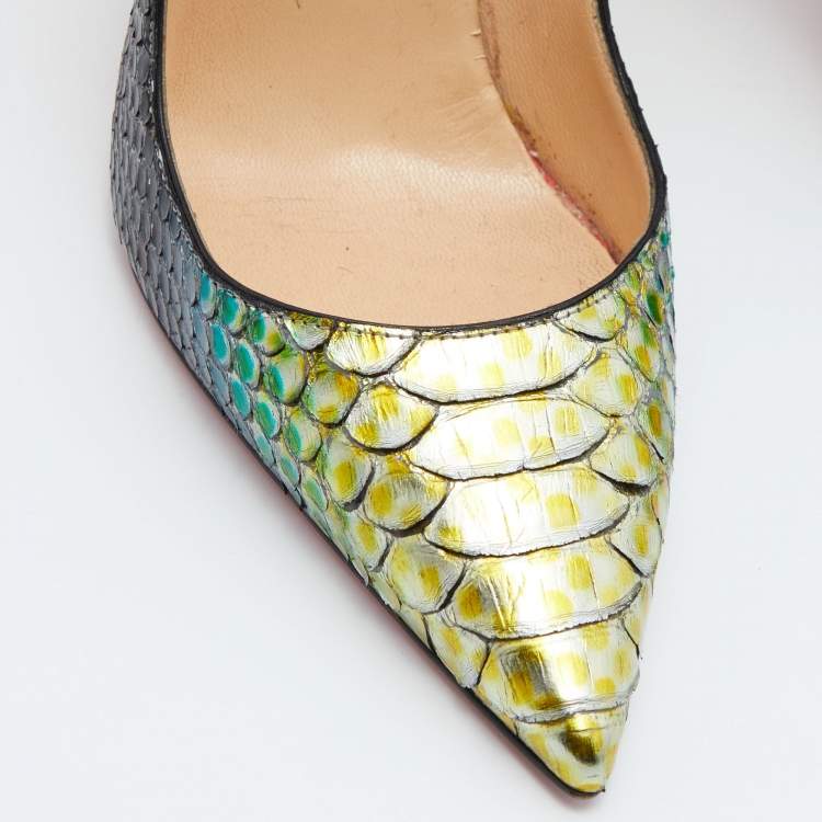 Pre Owned Christian Louboutin Multicolor Python So Kate Pumps Size 36