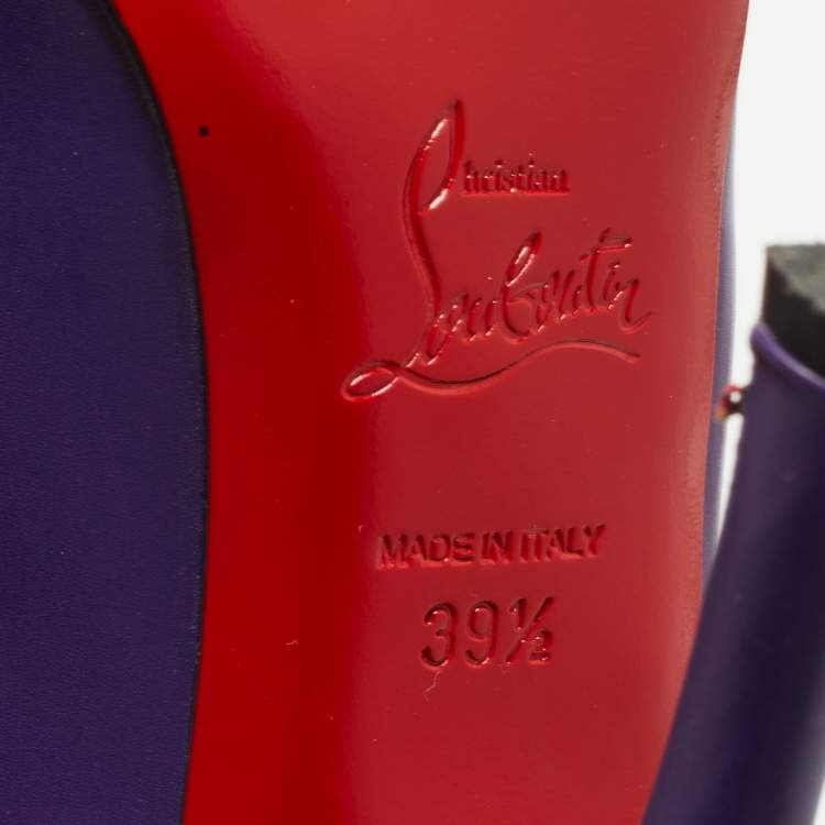 Pre Owned Christian Louboutin Purple Leather Flo Peep Toe Pumps Size 39.5