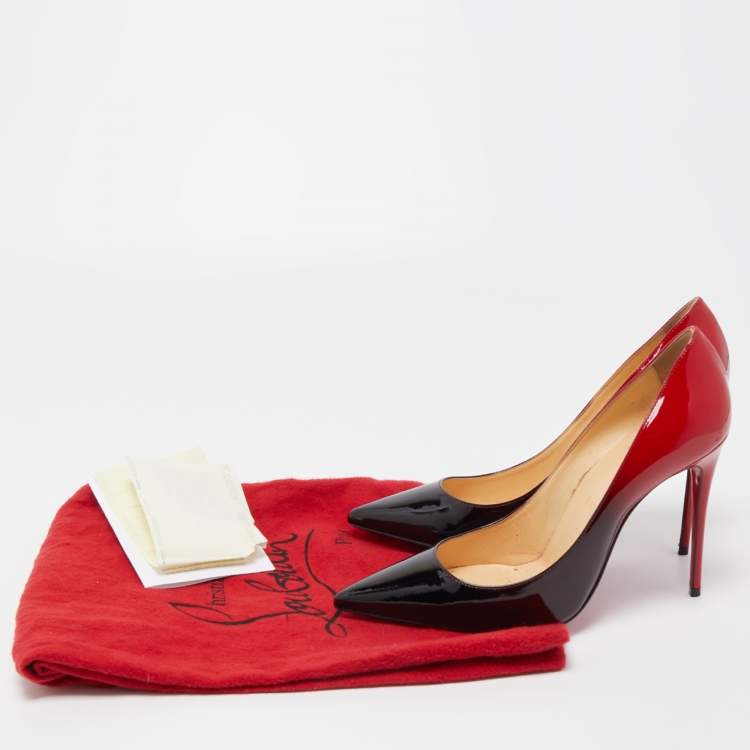 Pre Owned Christian Louboutin Two Tone Patent Leather Kate Pumps Size 37.5