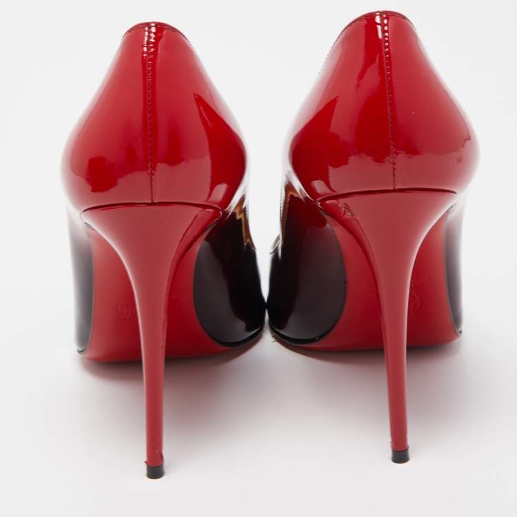 Pre Owned Christian Louboutin Two Tone Patent Leather Kate Pumps Size 37.5