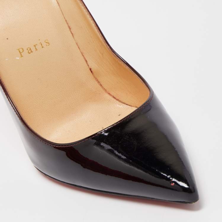 Pre Owned Christian Louboutin Two Tone Patent Leather Kate Pumps Size 37.5