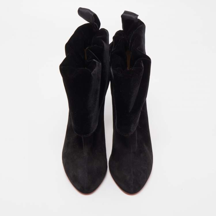 Pre Owned Christian Louboutin Black Suede Kristofa Ankle Booties Size 40.5