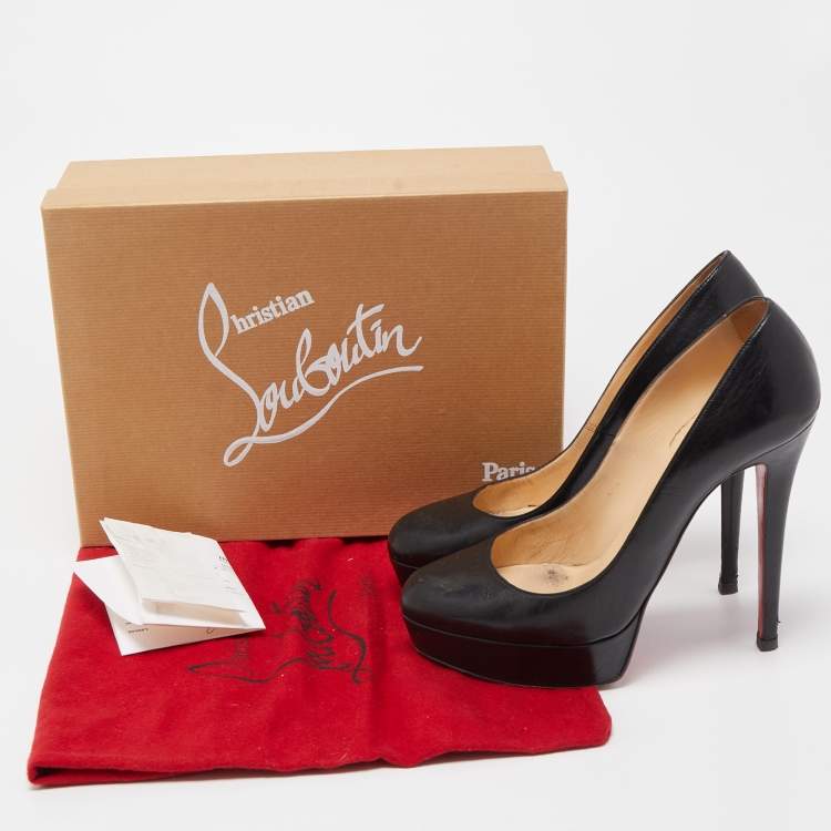 Pre Owned Christian Louboutin Black Leather Bianca Pumps Size 39