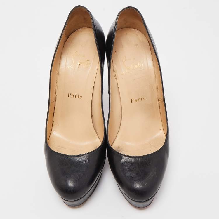 Pre Owned Christian Louboutin Black Leather Bianca Pumps Size 39