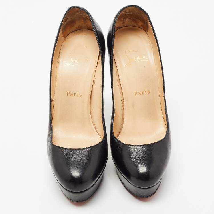 Pre Owned Christian Louboutin Black Leather Bianca Pumps Size 36.5