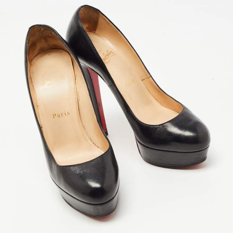 Pre Owned Christian Louboutin Black Leather Bianca Pumps Size 36.5