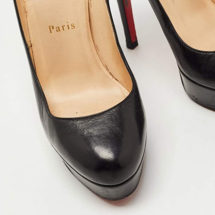 Pre Owned Christian Louboutin Black Leather Bianca Pumps Size 36.5