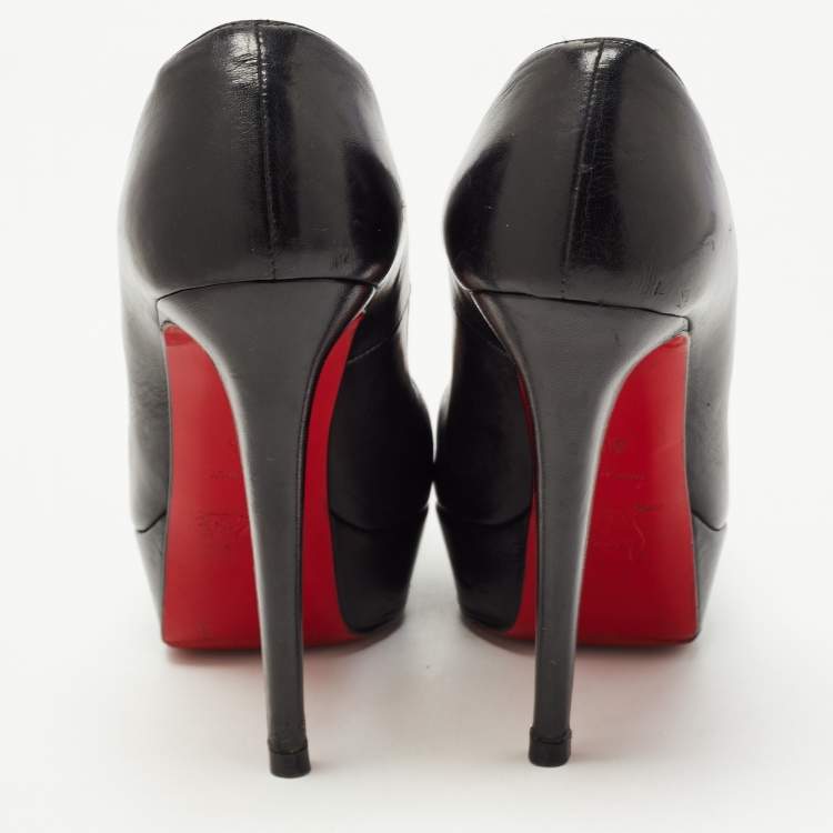 Pre Owned Christian Louboutin Black Leather Bianca Pumps Size 36.5