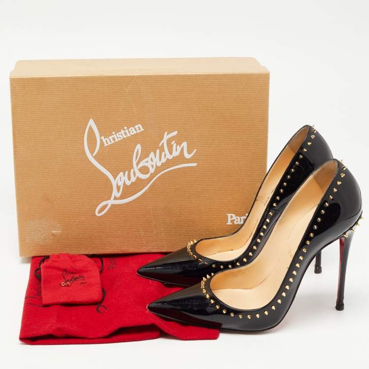 Pre Owned Christian Louboutin Black Patent Leather Anjalina Pumps Size 39