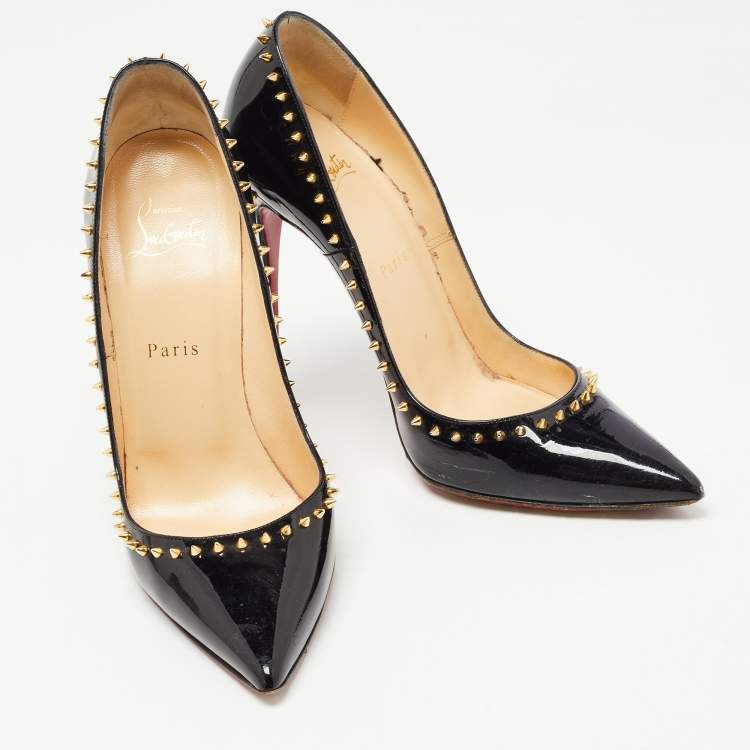 Pre Owned Christian Louboutin Black Patent Leather Anjalina Pumps Size 39