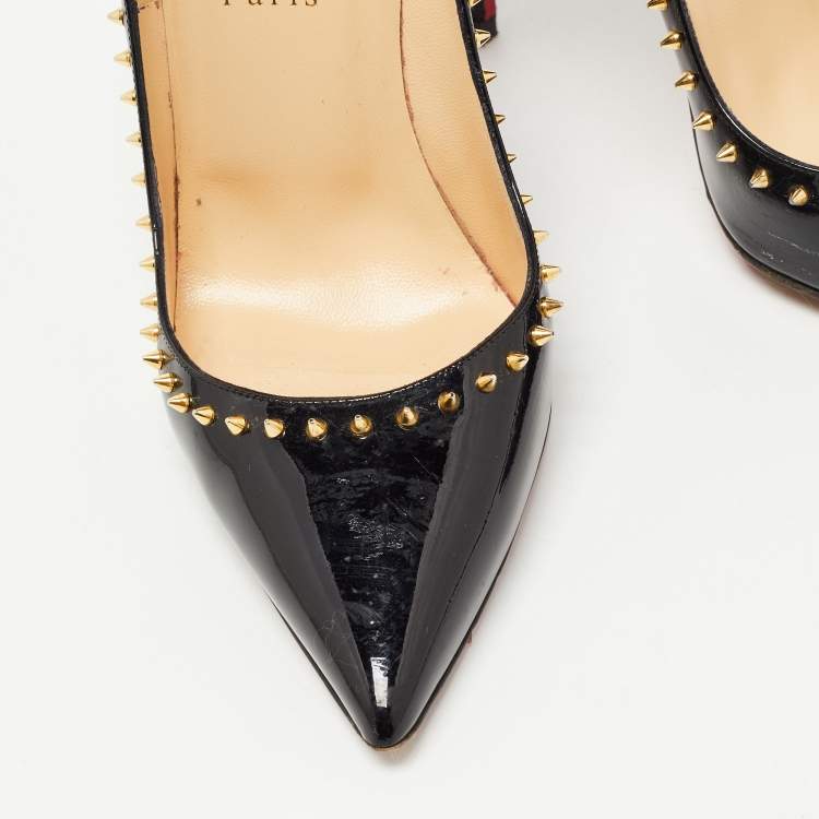 Pre Owned Christian Louboutin Black Patent Leather Anjalina Pumps Size 39
