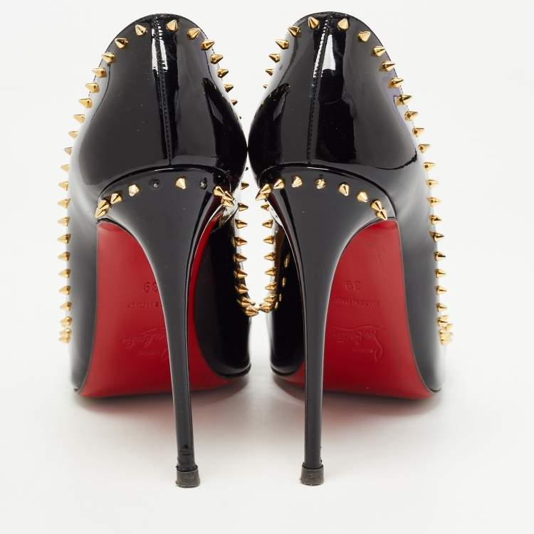 Pre Owned Christian Louboutin Black Patent Leather Anjalina Pumps Size 39