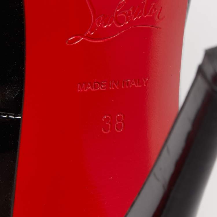 Pre Owned Christian Louboutin Black Patent Lady Peep Pumps Size 38
