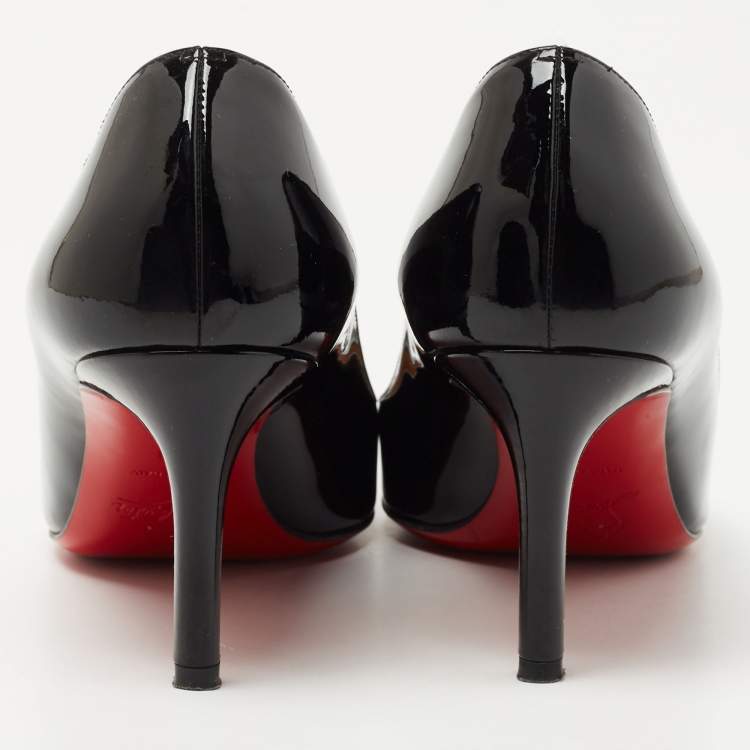Pre Owned Christian Louboutin Black Patent Leather Simple Pumps Size 38