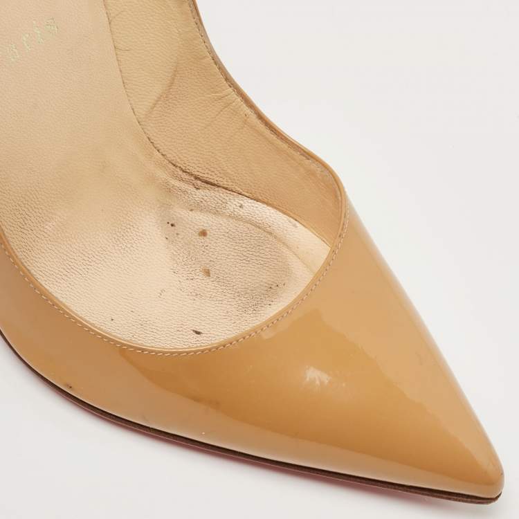 Pre Owned Christian Louboutin Beige Patent Pigalle Pumps Size 39
