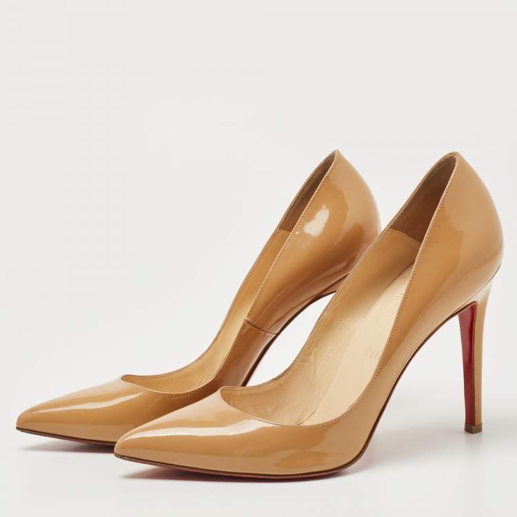 Pigalle patent leather heels Christian Louboutin Beige size 37 EU in Patent  leather - 35706881