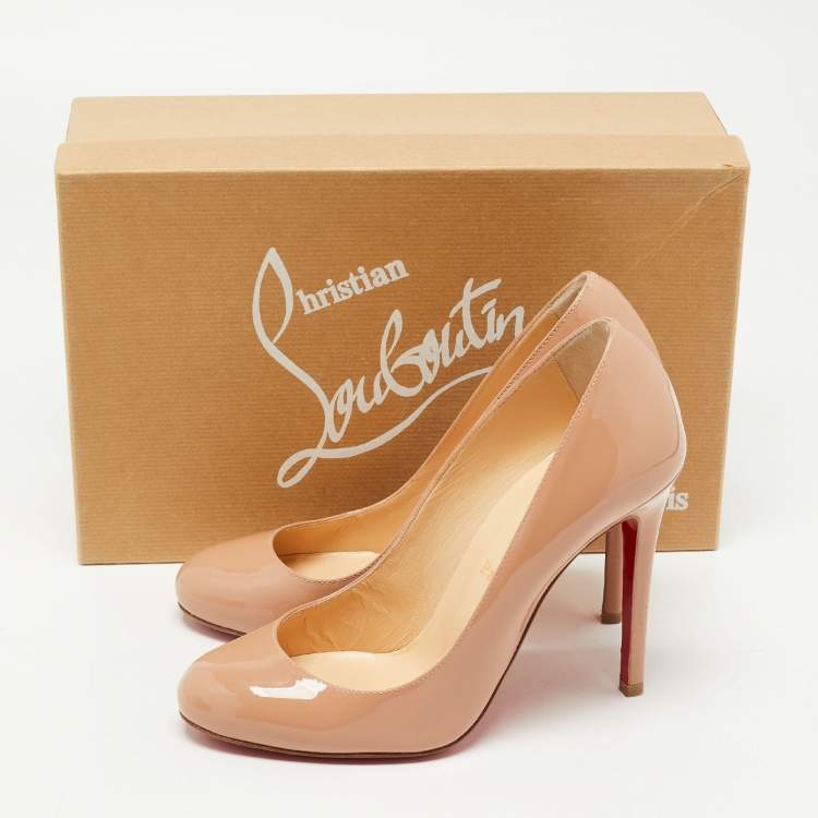 Pre Owned Christian Louboutin Beige Patent Leather Ron Ron Pumps Size 37