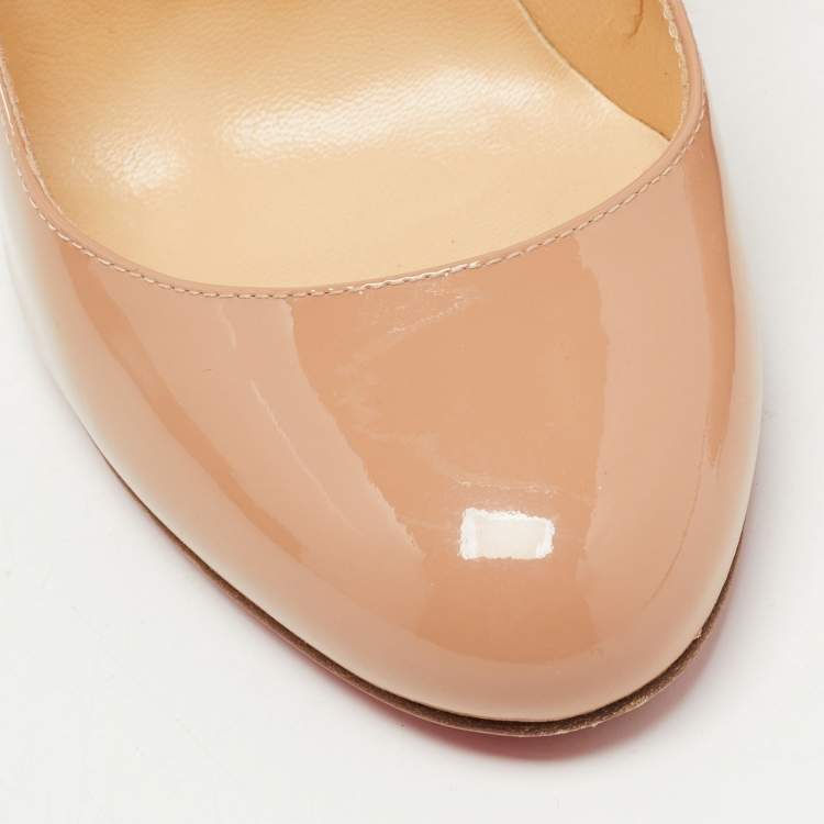 Pre Owned Christian Louboutin Beige Patent Leather Ron Ron Pumps Size 37