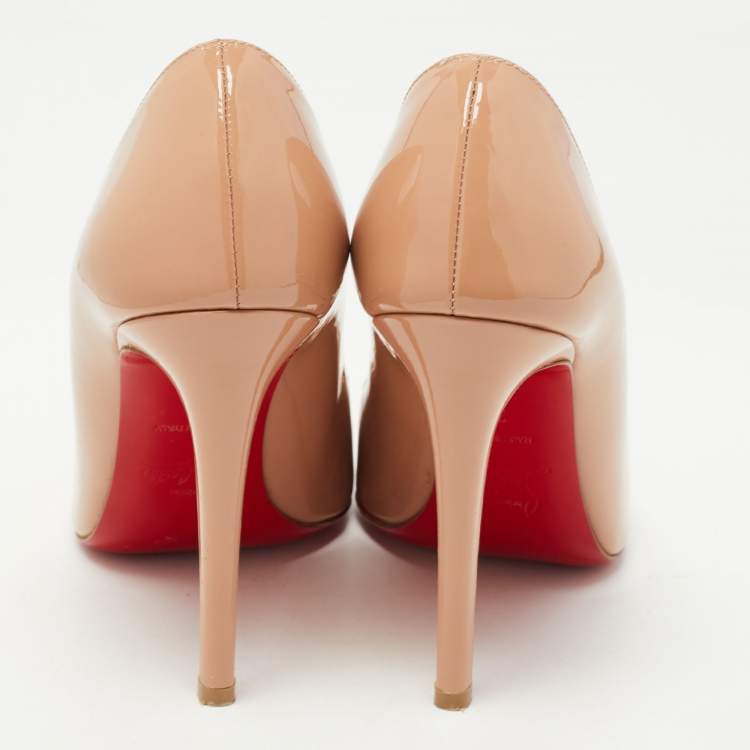 Pre Owned Christian Louboutin Beige Patent Leather Ron Ron Pumps Size 37
