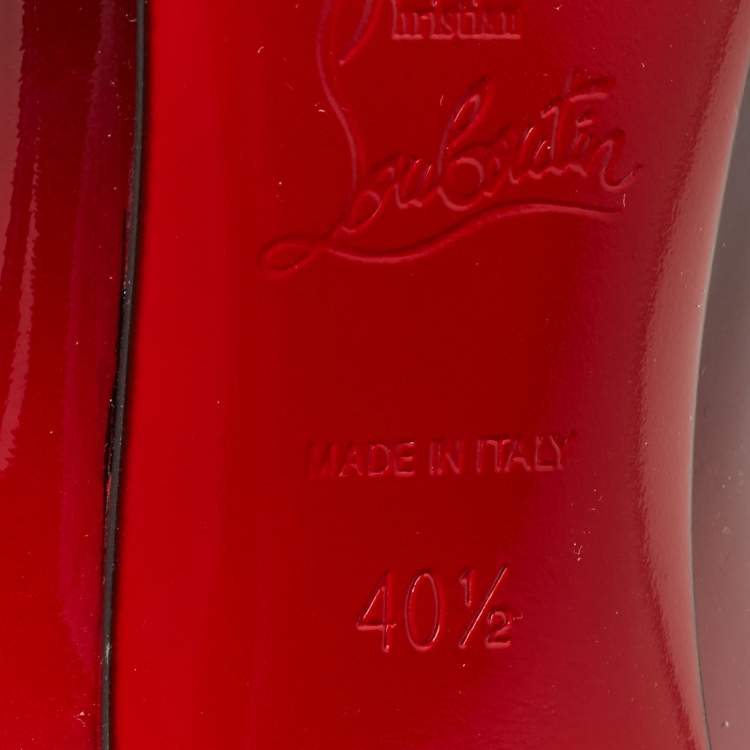 Pre Owned Christian Louboutin Black/Red Patent Leather Kate Pumps Size 40.5