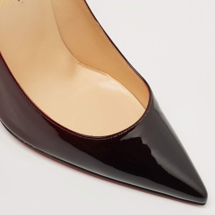 Pre Owned Christian Louboutin Black/Red Patent Leather Kate Pumps Size 40.5