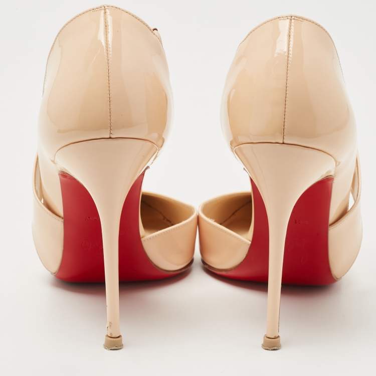 Pre Owned Christian Louboutin Cream Patent Leather  Jumping  Pumps Size 39