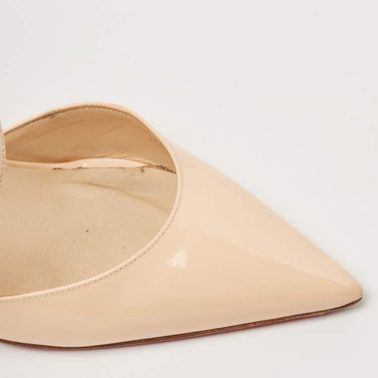 Pre Owned Christian Louboutin Cream Patent Leather  Jumping  Pumps Size 39