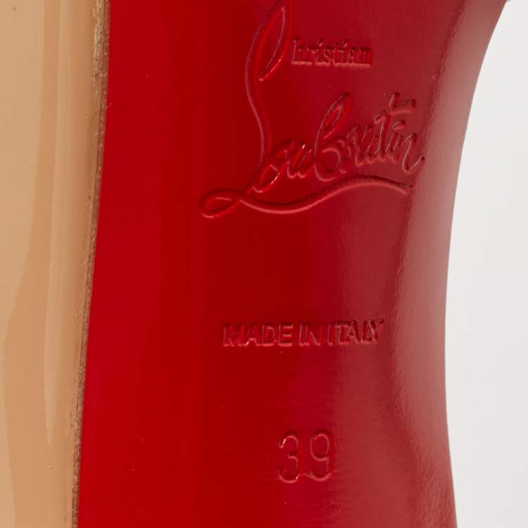 Pre Owned Christian Louboutin Beige Patent Leather Iriza Pumps  Size 39