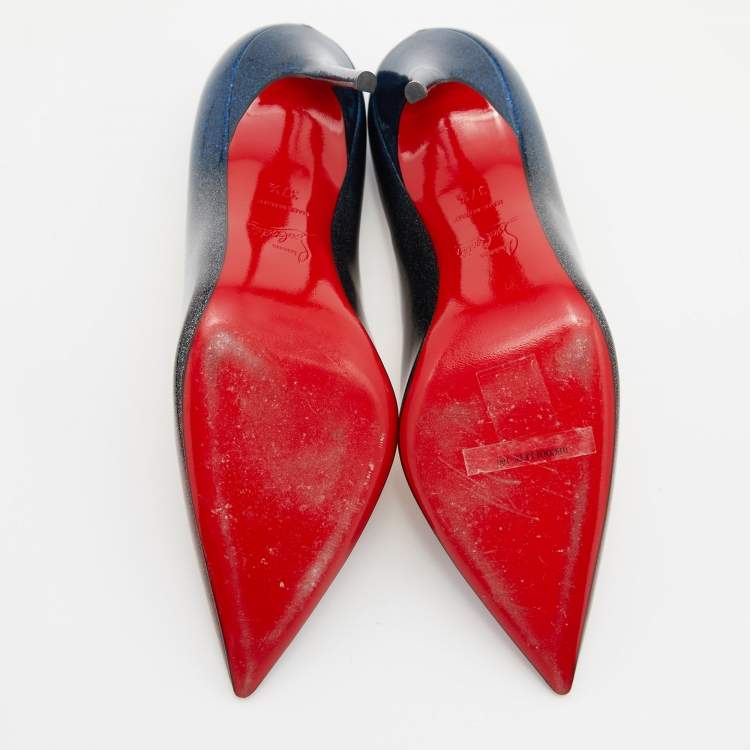 Pre Owned Christian Louboutin Tricolor Glitter Patent Leather Pigalle Follies Pumps Size 37.5
