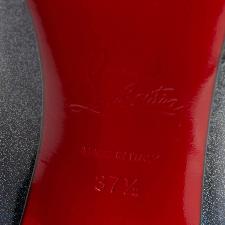 Pre Owned Christian Louboutin Tricolor Glitter Patent Leather Pigalle Follies Pumps Size 37.5