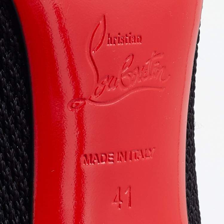 مملوكة مسبقًا Christian Louboutin Black Knit Fabric and Leather Studded Dovi Dova Sock Boots Size 41