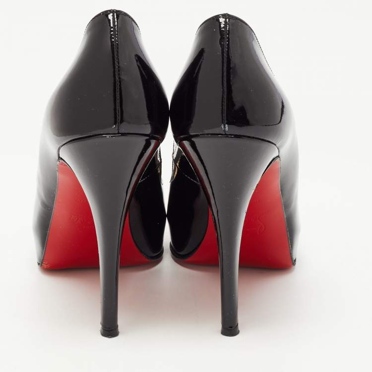 Pre Owned Christian Louboutin Black Patent Leather Very Prive Pumps Size 36.5