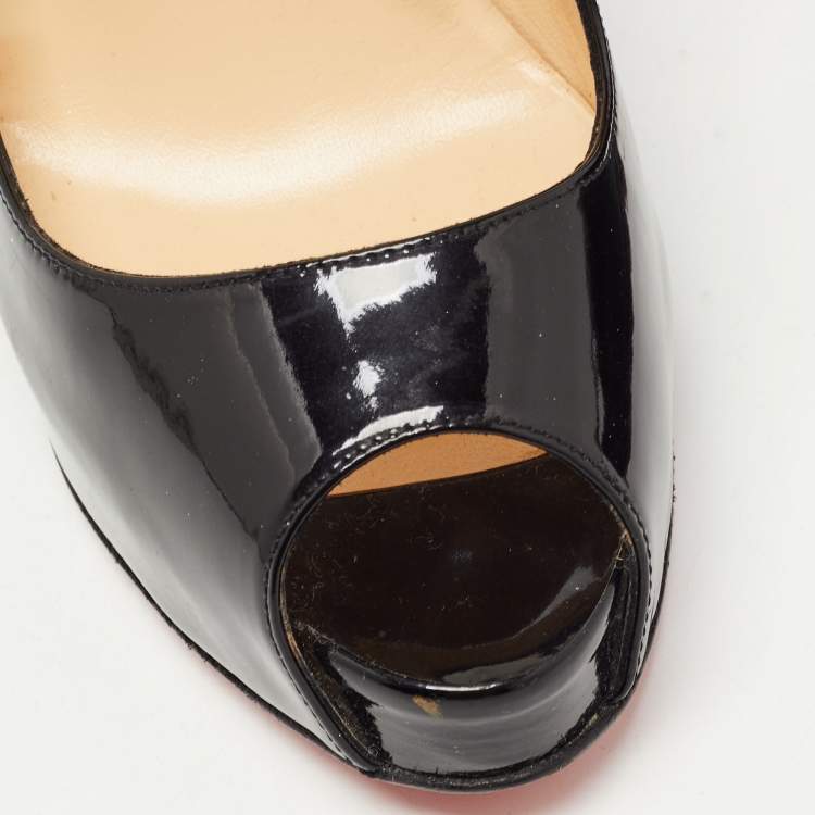 Pre Owned Christian Louboutin Black Patent Leather Very Prive Pumps Size 36.5