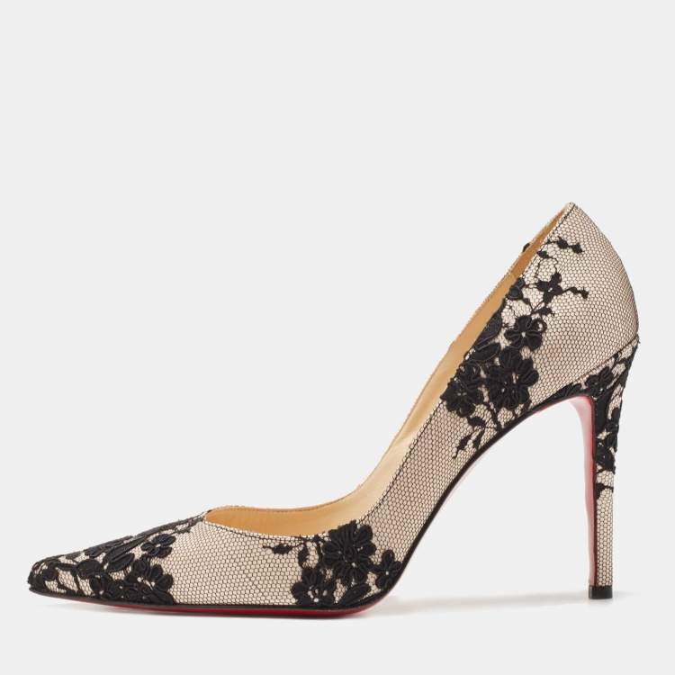 Christian Louboutin Black/Pink Lace and Pigalle Pumps 40.5 Louboutin | TLC